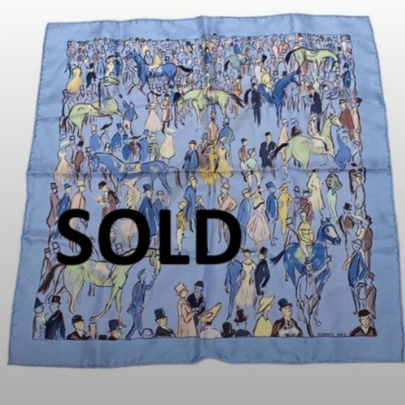 HERMES Petit Carre - Light Blue Light Pink Multi Scarf 175-071325 - Picture 1 of 6